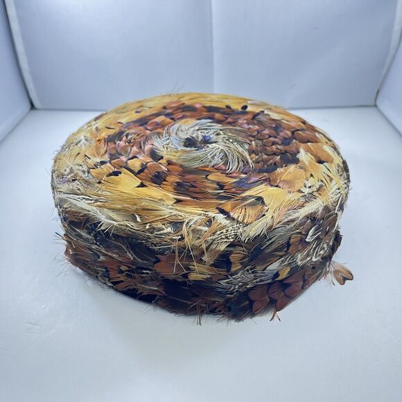 Ladies Vintage 1950s Pillbox Style Pheasant Feather Hat, Fashioned by Claire - Picture 3 of 8